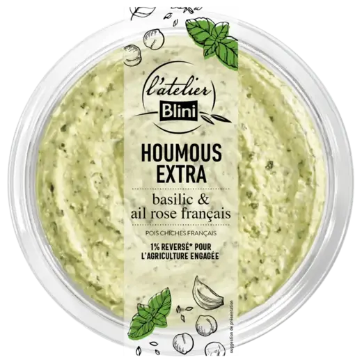 Houmous Extra - basilic & ail rose français