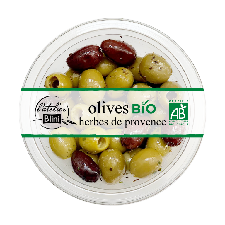 Olives bio herbes de Provence l'atelier Blini
